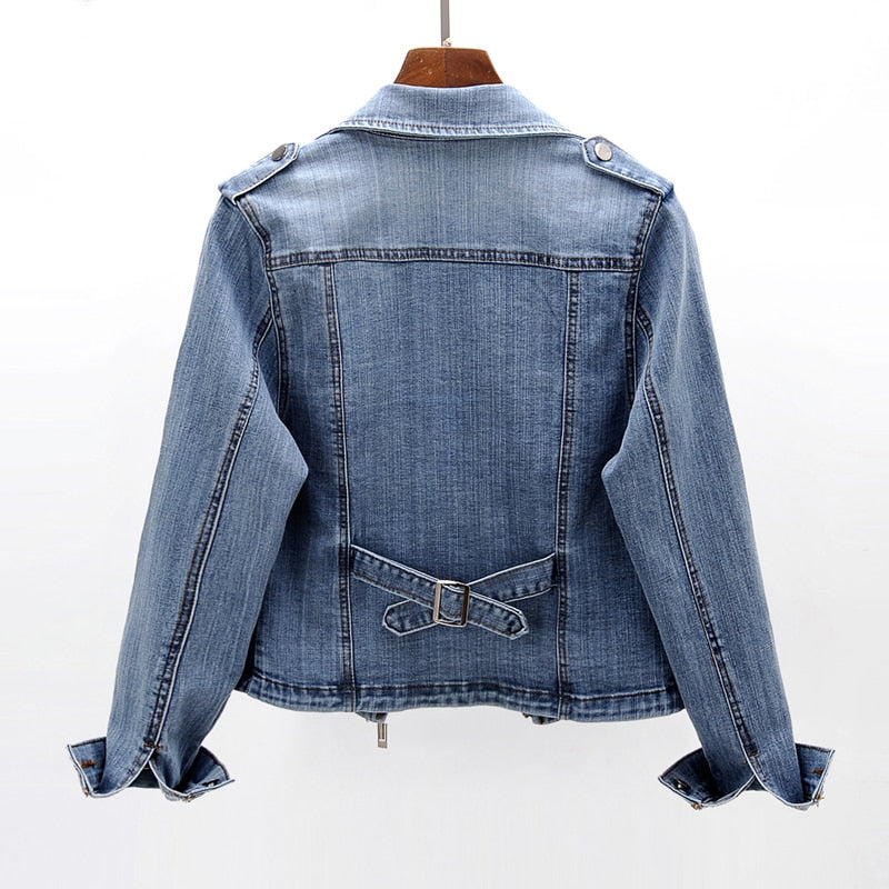 UrbanEdge - Fitted Denim Jacket With Asymmetric Zip and Cropped Waist 1