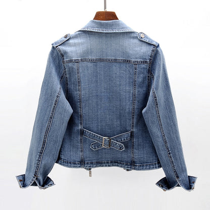 UrbanEdge - Fitted Denim Jacket With Asymmetric Zip and Cropped Waist 1