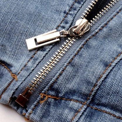 UrbanEdge - Fitted Denim Jacket With Asymmetric Zip and Cropped Waist 4