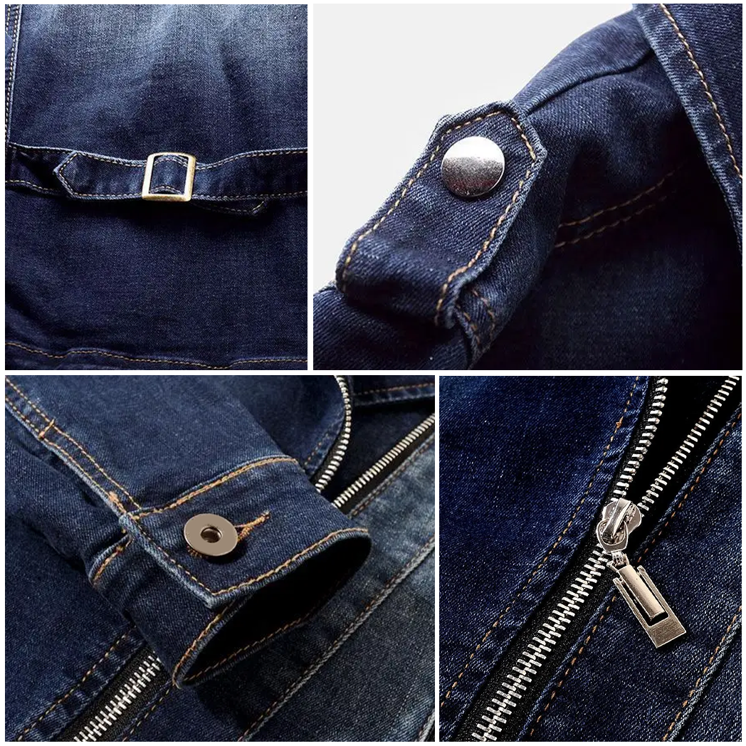 UrbanEdge - Fitted Denim Jacket With Asymmetric Zip and Cropped Waist 7
