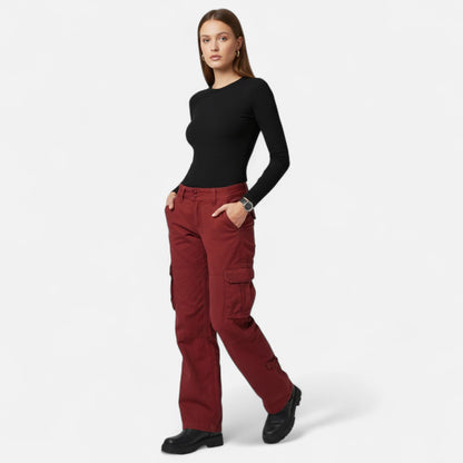 UrbanEdge - Straight Leg Black Cargo Pants with Multiple Pockets 1