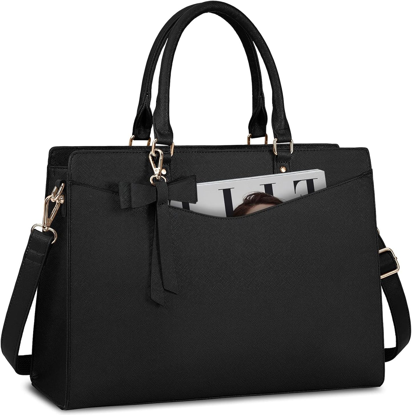 UrbanEdge - Waterproof PU Leather Laptop Tote Bag with Multi-Pocket Design 0