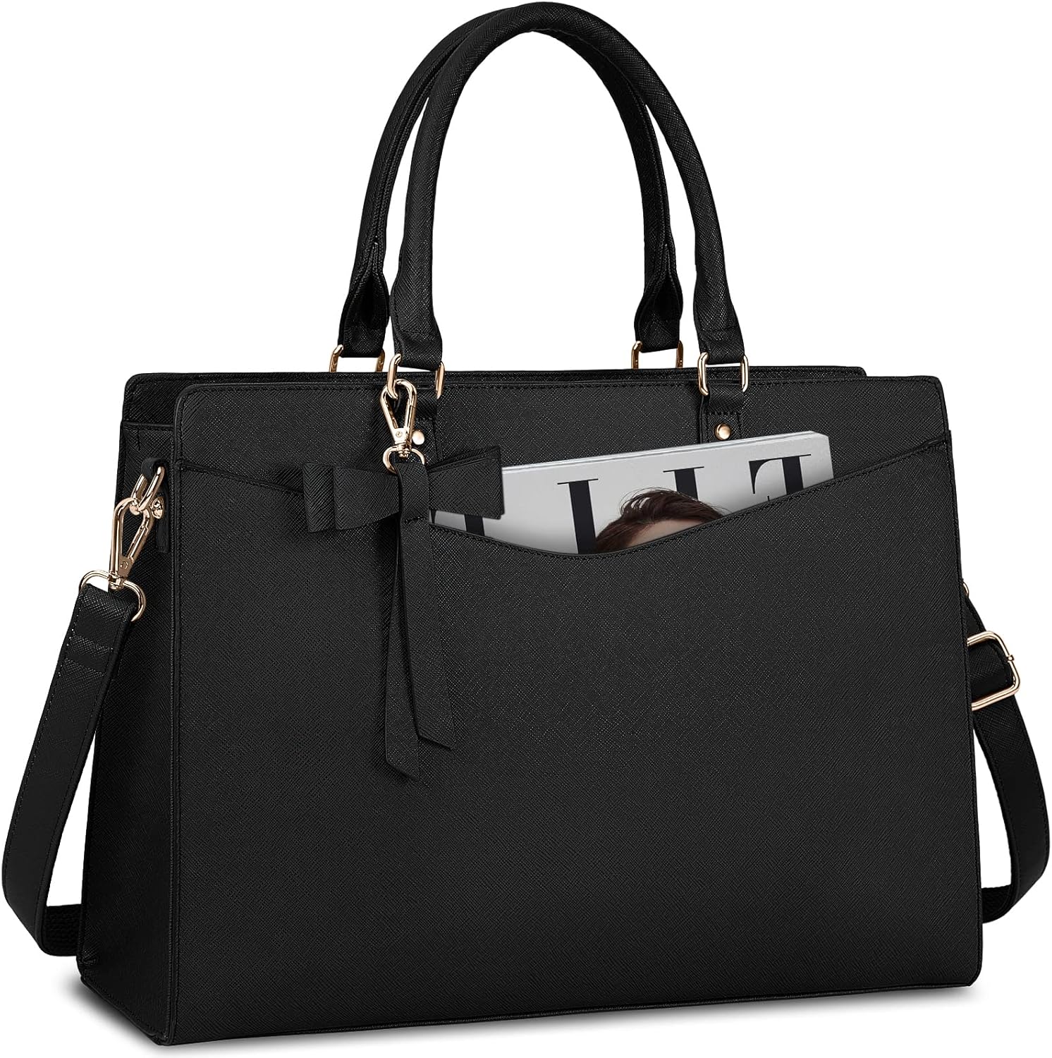 UrbanEdge - Waterproof PU Leather Laptop Tote Bag with Multi-Pocket Design 0
