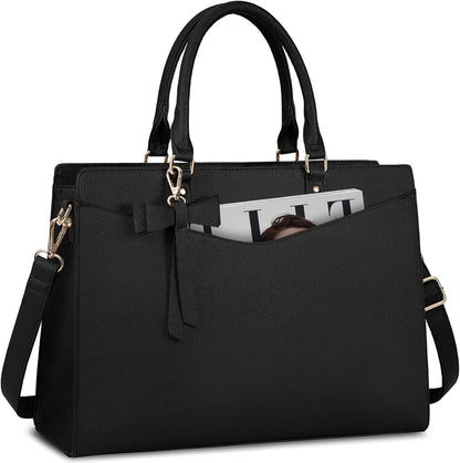 UrbanEdge - Waterproof PU Leather Laptop Tote Bag with Multi-Pocket Design 0