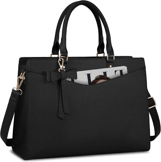 UrbanEdge - Waterproof PU Leather Laptop Tote Bag with Multi-Pocket Design 0