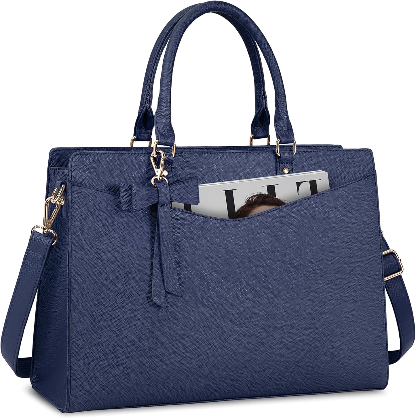 UrbanEdge - Waterproof PU Leather Laptop Tote Bag with Multi-Pocket Design 10