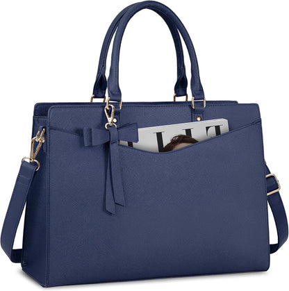 UrbanEdge - Waterproof PU Leather Laptop Tote Bag with Multi-Pocket Design 10