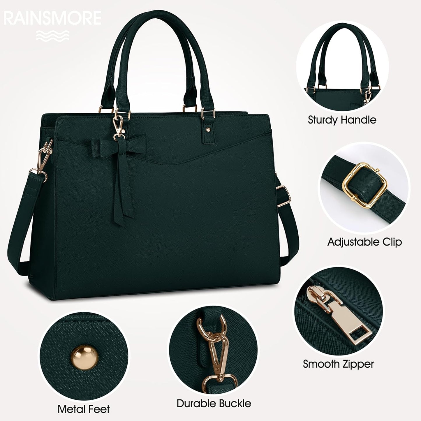UrbanEdge - Waterproof PU Leather Laptop Tote Bag with Multi-Pocket Design 2