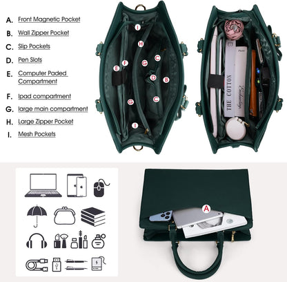 UrbanEdge - Waterproof PU Leather Laptop Tote Bag with Multi-Pocket Design 3