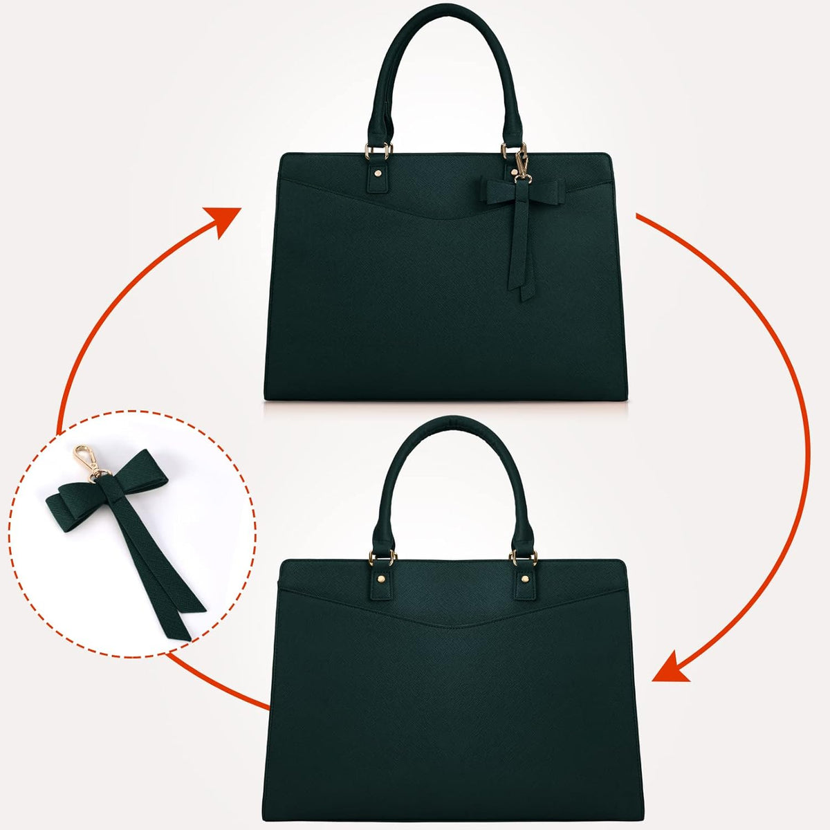 UrbanEdge - Waterproof PU Leather Laptop Tote Bag with Multi-Pocket Design 4