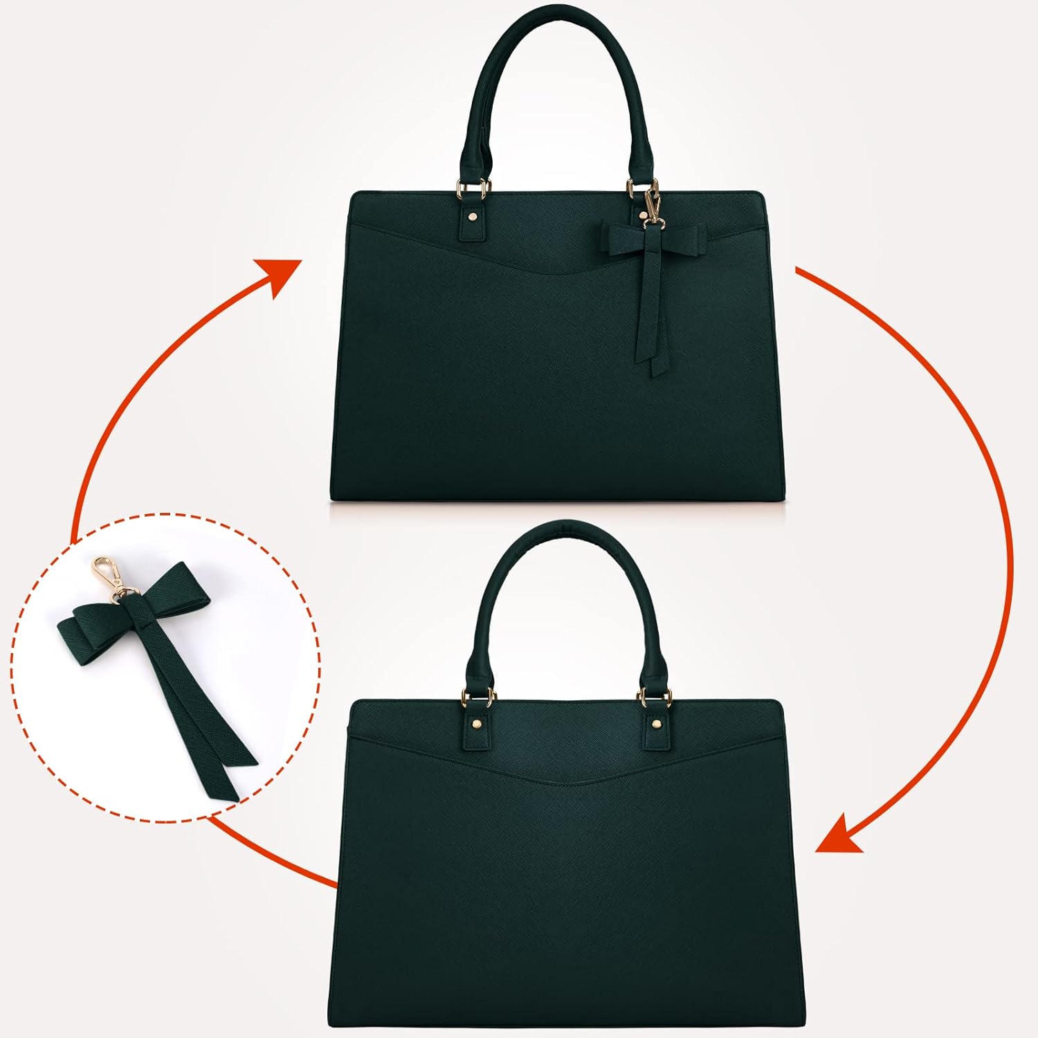 UrbanEdge - Waterproof PU Leather Laptop Tote Bag with Multi-Pocket Design 4