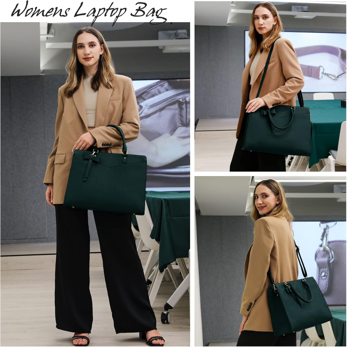 UrbanEdge - Waterproof PU Leather Laptop Tote Bag with Multi-Pocket Design 5