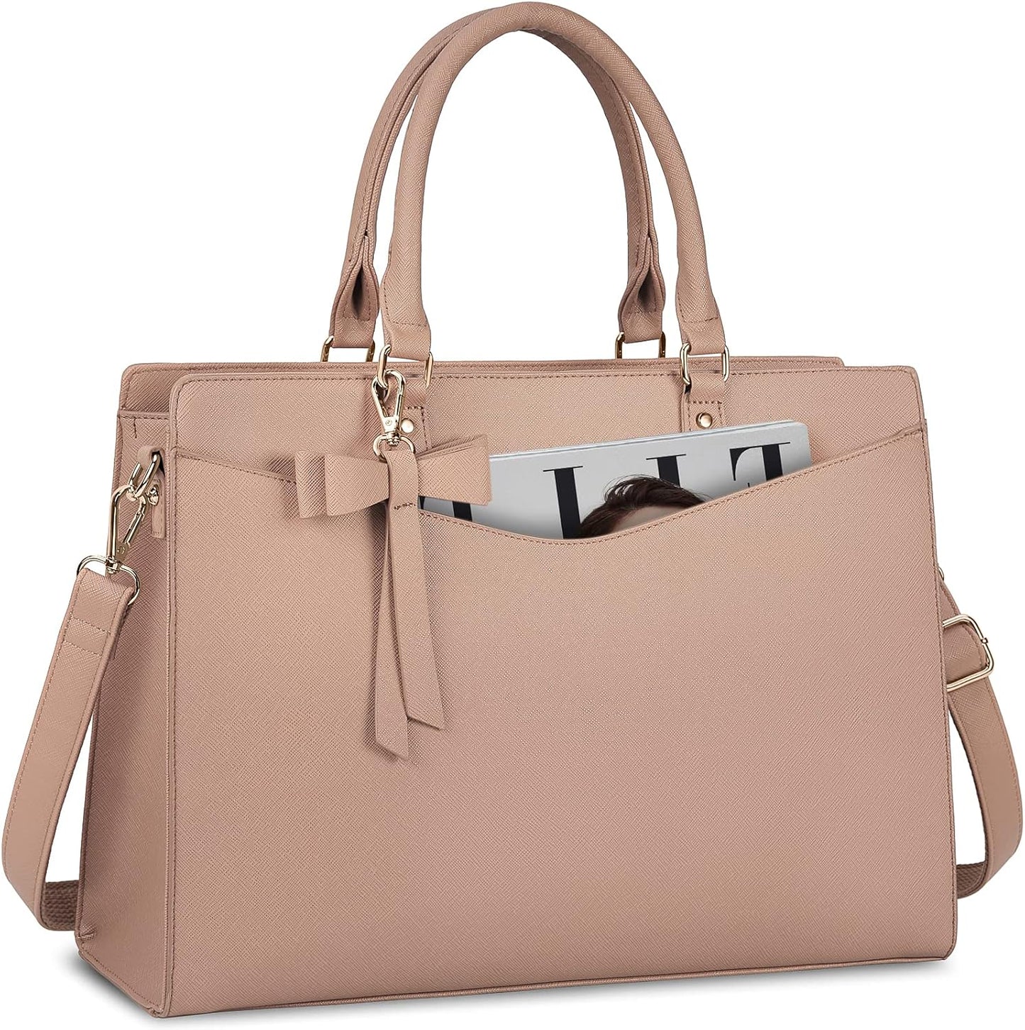 UrbanEdge - Waterproof PU Leather Laptop Tote Bag with Multi-Pocket Design 7