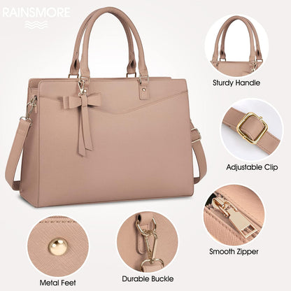 UrbanEdge - Waterproof PU Leather Laptop Tote Bag with Multi-Pocket Design 8