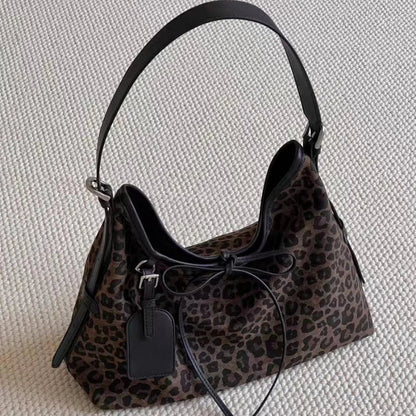 UrbanEdge Leopard Print Shoulder Bag with Soft Suede Faux Finish 0