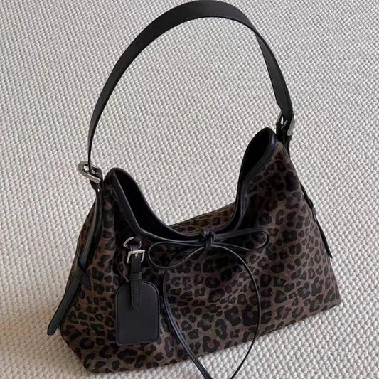 UrbanEdge Leopard Print Shoulder Bag with Soft Suede Faux Finish 0