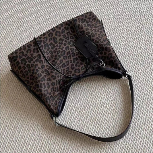 UrbanEdge Leopard Print Shoulder Bag with Soft Suede Faux Finish 1