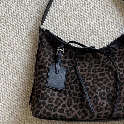 UrbanEdge Leopard Print Shoulder Bag with Soft Suede Faux Finish 2