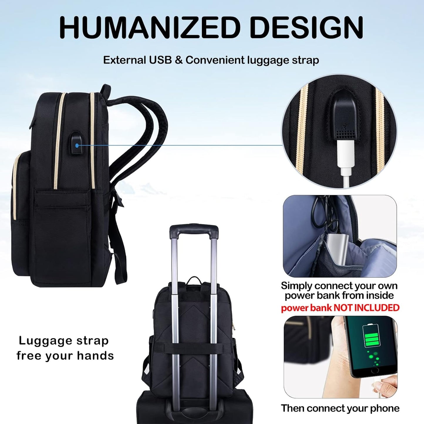 UrbanEdge Lightweight Waterproof Laptop Backpack with USB Charging Port 3