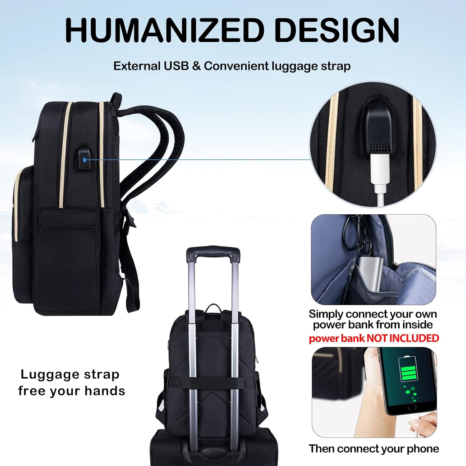 UrbanEdge Lightweight Waterproof Laptop Backpack with USB Charging Port 3
