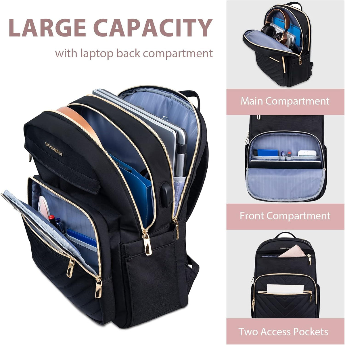 UrbanEdge Lightweight Waterproof Laptop Backpack with USB Charging Port 4