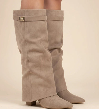 UrbanStep Black Knee High Boots - Slouch Fit, Pointed Toe, Buckle Detail 0