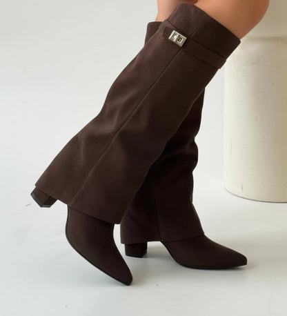 UrbanStep Black Knee High Boots - Slouch Fit, Pointed Toe, Buckle Detail 2