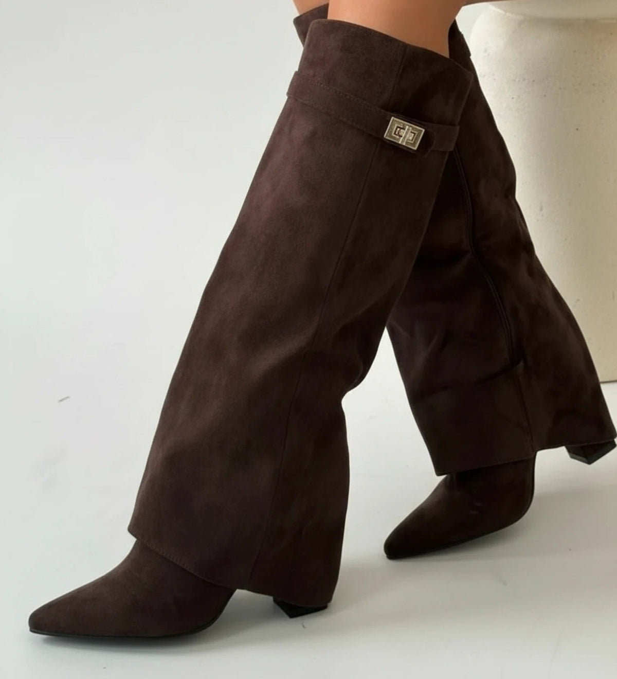 UrbanStep Black Knee High Boots - Slouch Fit, Pointed Toe, Buckle Detail 3