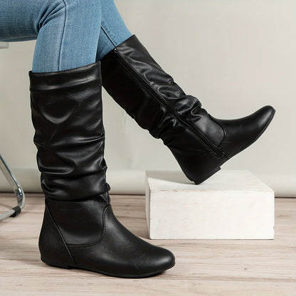 Valdis Brown Knee High Boots with Flat Heel and Side Zip Closure for All-Day Comfort 10