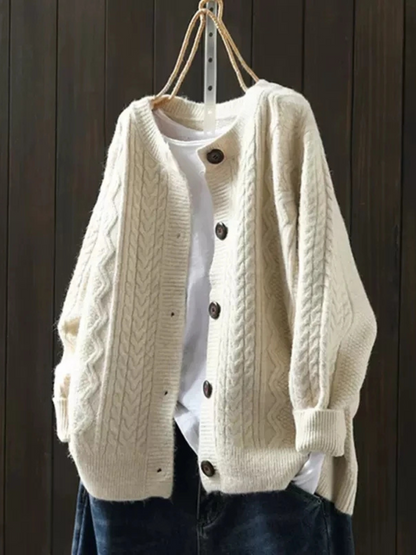 Veradis Oversized Cable Knit Cardigan Sweater with Button-Front Closure 0