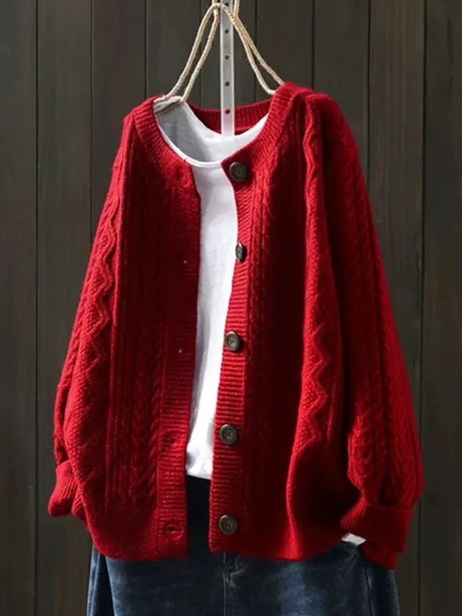Veradis Oversized Cable Knit Cardigan Sweater with Button-Front Closure 1