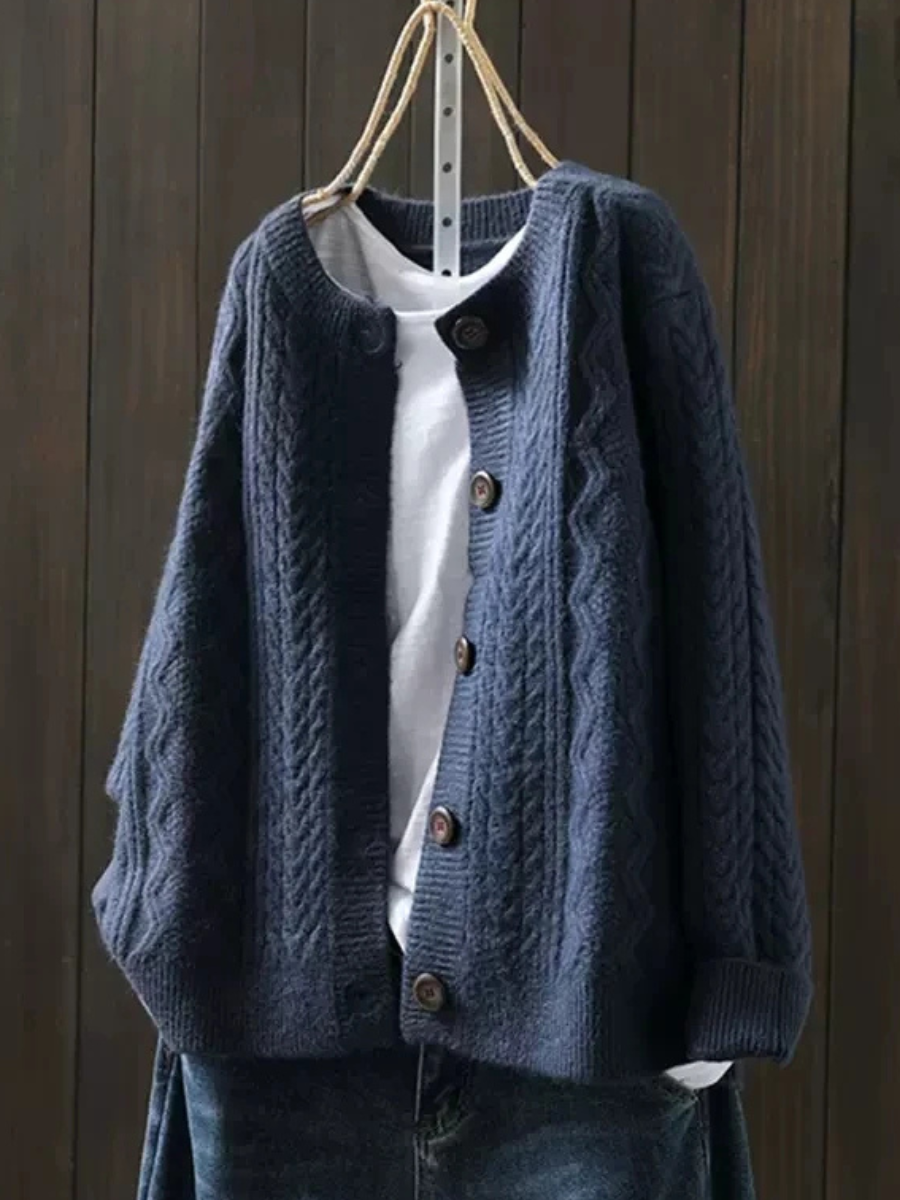 Veradis Oversized Cable Knit Cardigan Sweater with Button-Front Closure 3