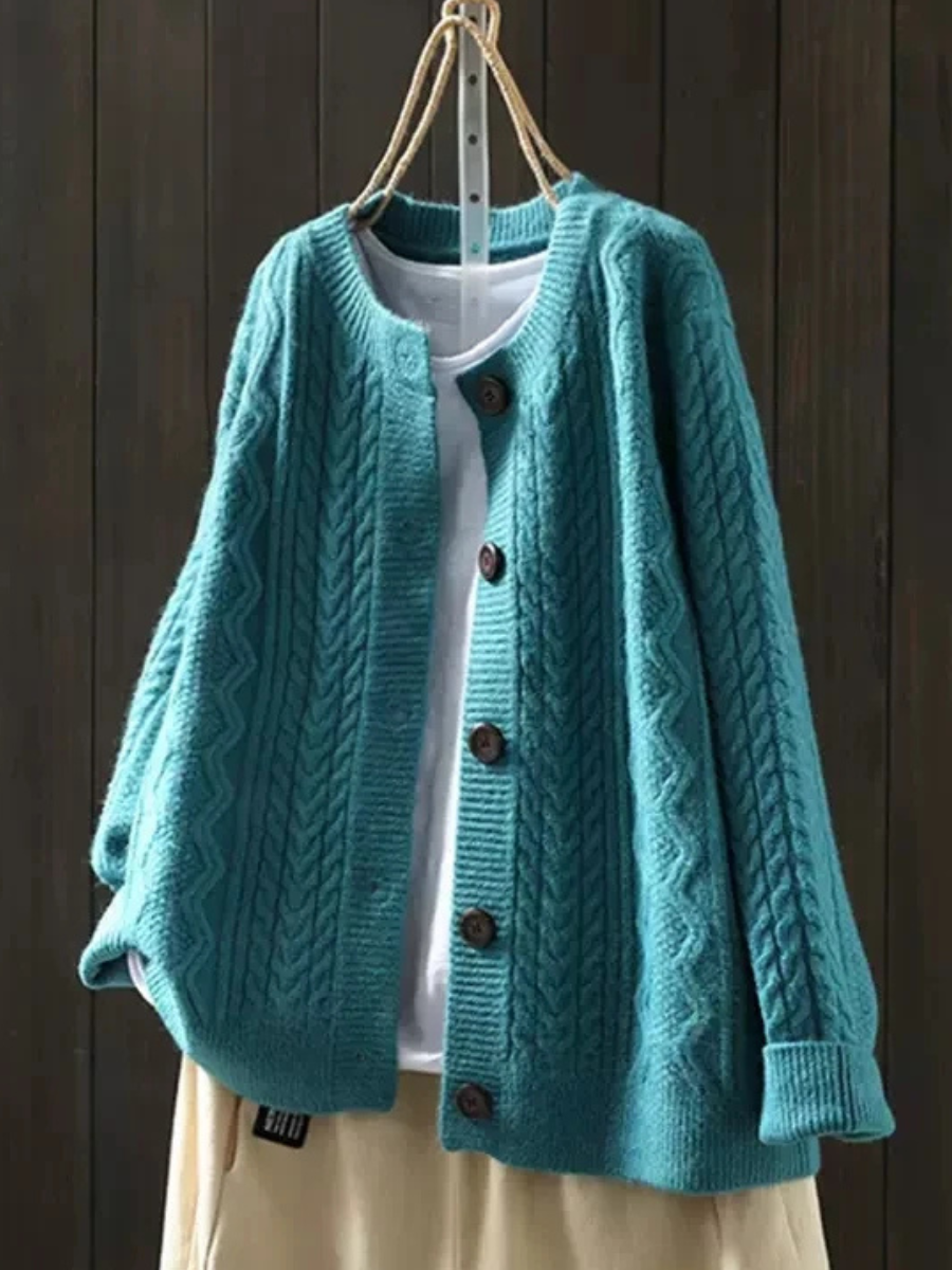 Veradis Oversized Cable Knit Cardigan Sweater with Button-Front Closure 5