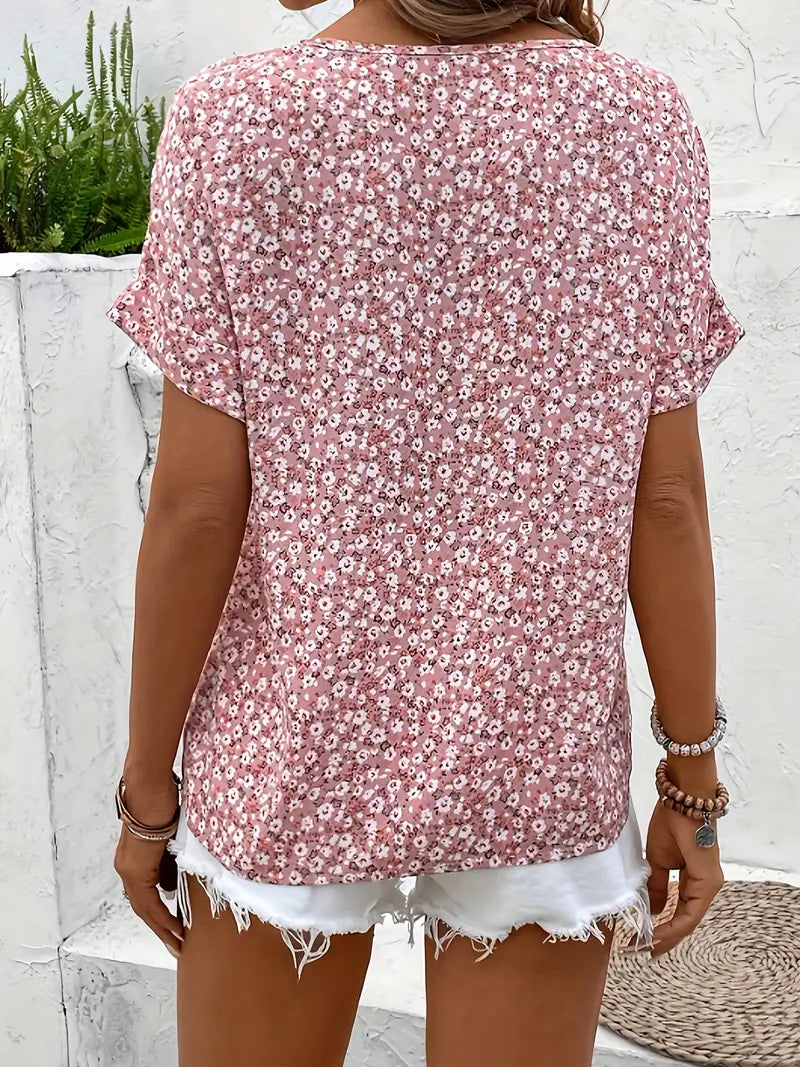 Verna Floral Print Blouse - Plus Size Loose Fit Long Sleeve Summer Top 1