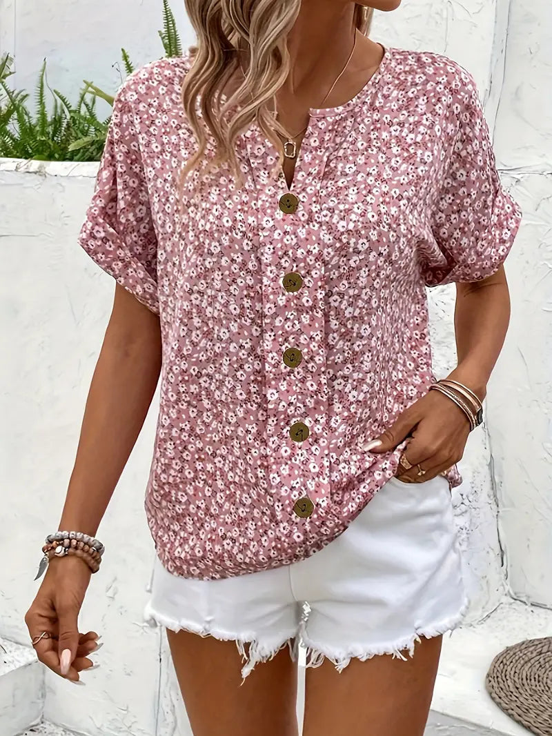 Verna Floral Print Blouse - Plus Size Loose Fit Long Sleeve Summer Top 2