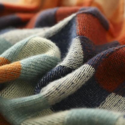 Vexna Colorblock Turtleneck Sweater - Soft Knit, Retro Check Pattern, Versatile Layering Piece 3