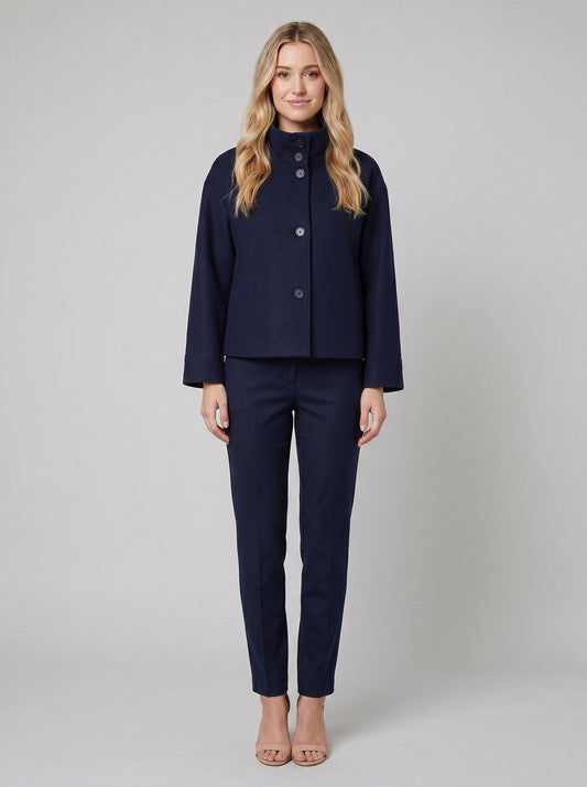 Virellea - Wool Blend Jacket with Boxy Silhouette and Cropped Length 0