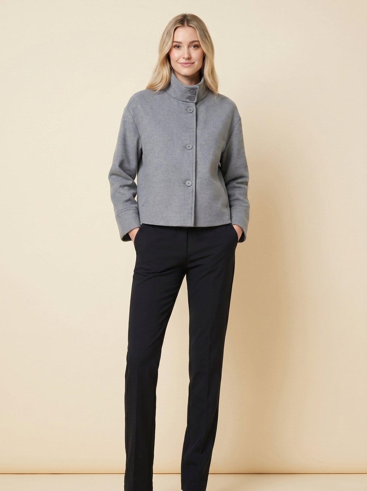Virellea - Wool Blend Jacket with Boxy Silhouette and Cropped Length 4