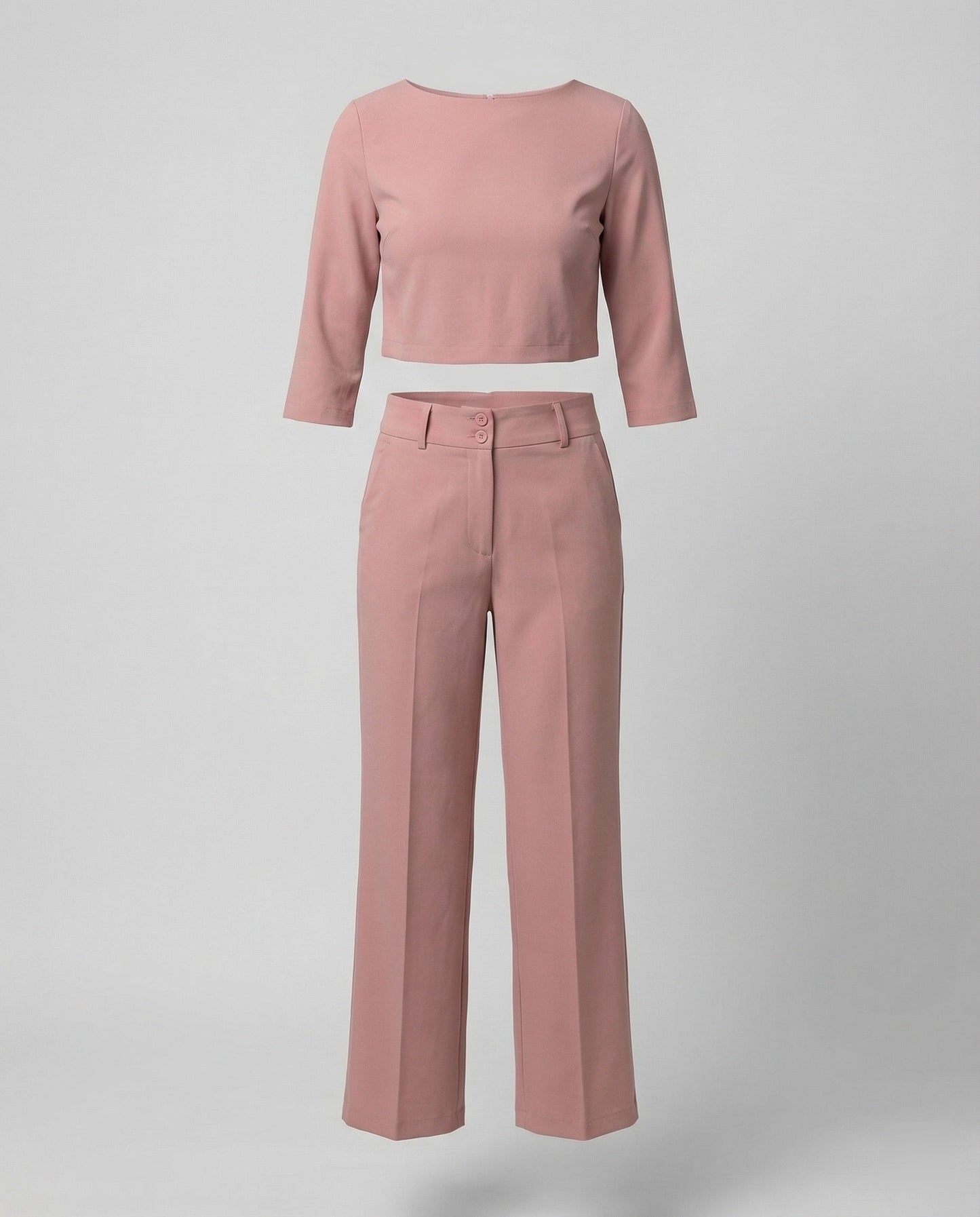 Vivara - High Waist Wide Leg Two Piece Pants Set with Boat Neck Crop Top 3