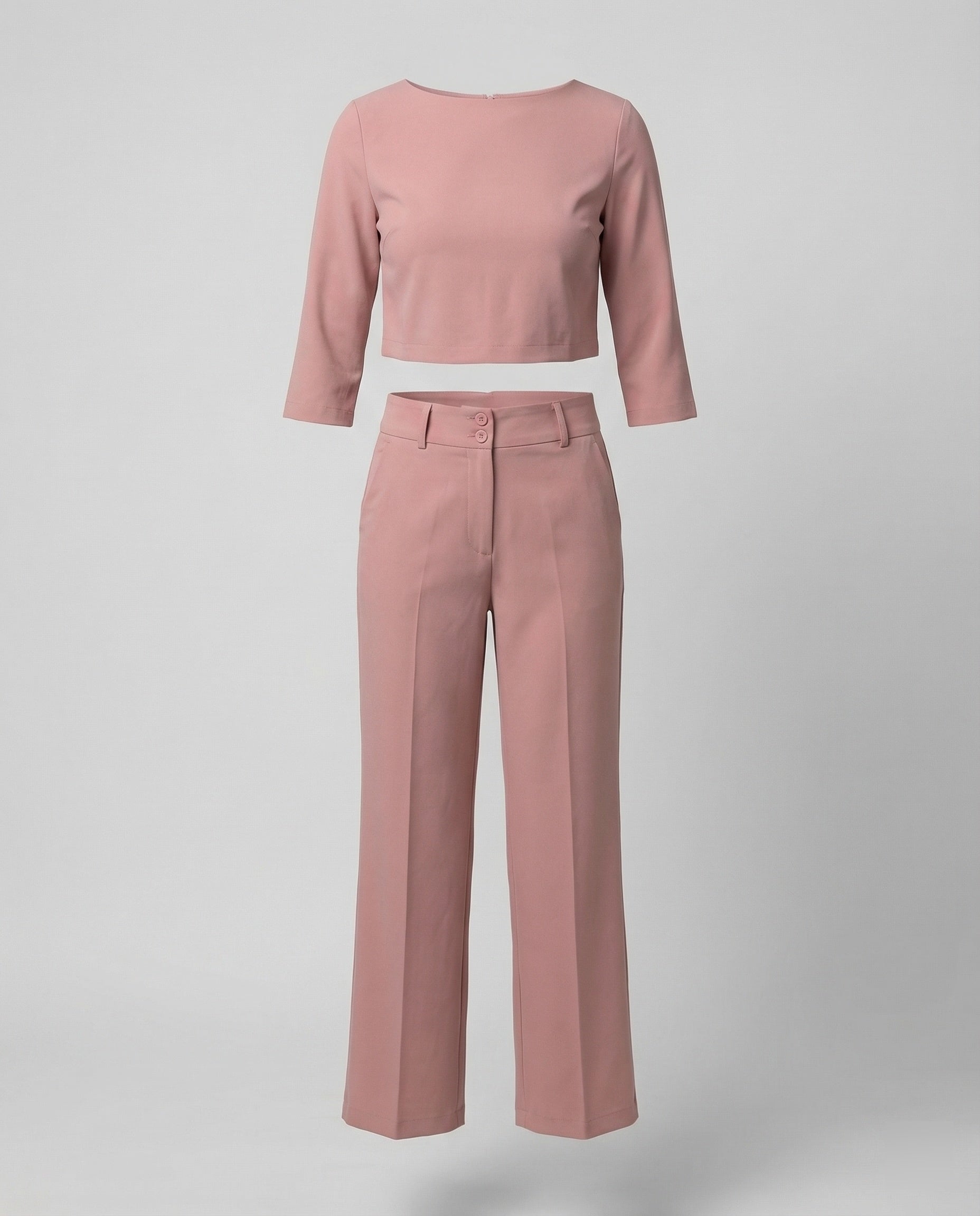 Vivara - High Waist Wide Leg Two Piece Pants Set with Boat Neck Crop Top 3