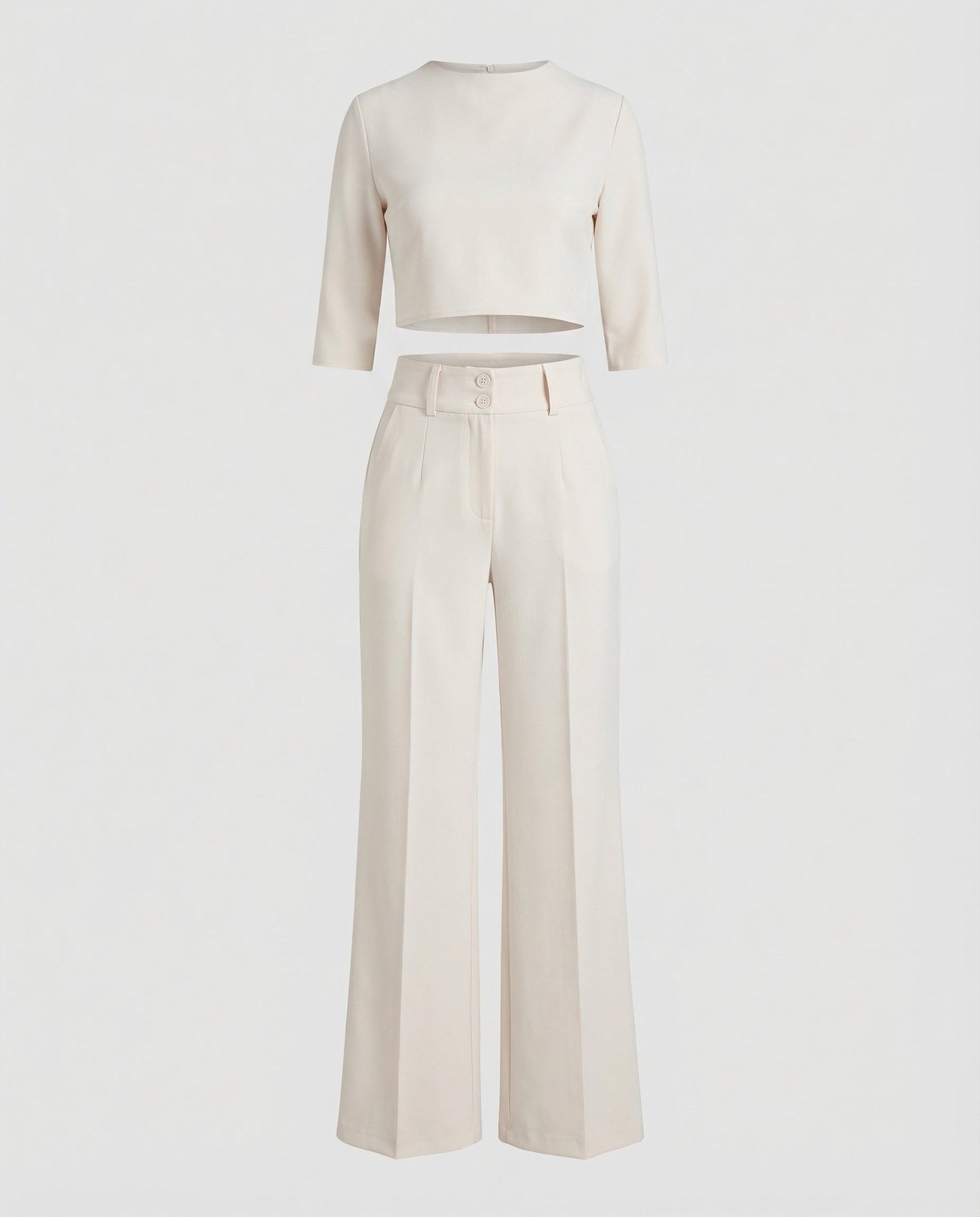 Vivara - High Waist Wide Leg Two Piece Pants Set with Boat Neck Crop Top 7