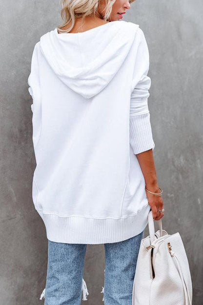 Waverly Oversized Henley Hoodie - Soft Pullover with Snap-Button Placket and Chest Pocket 2