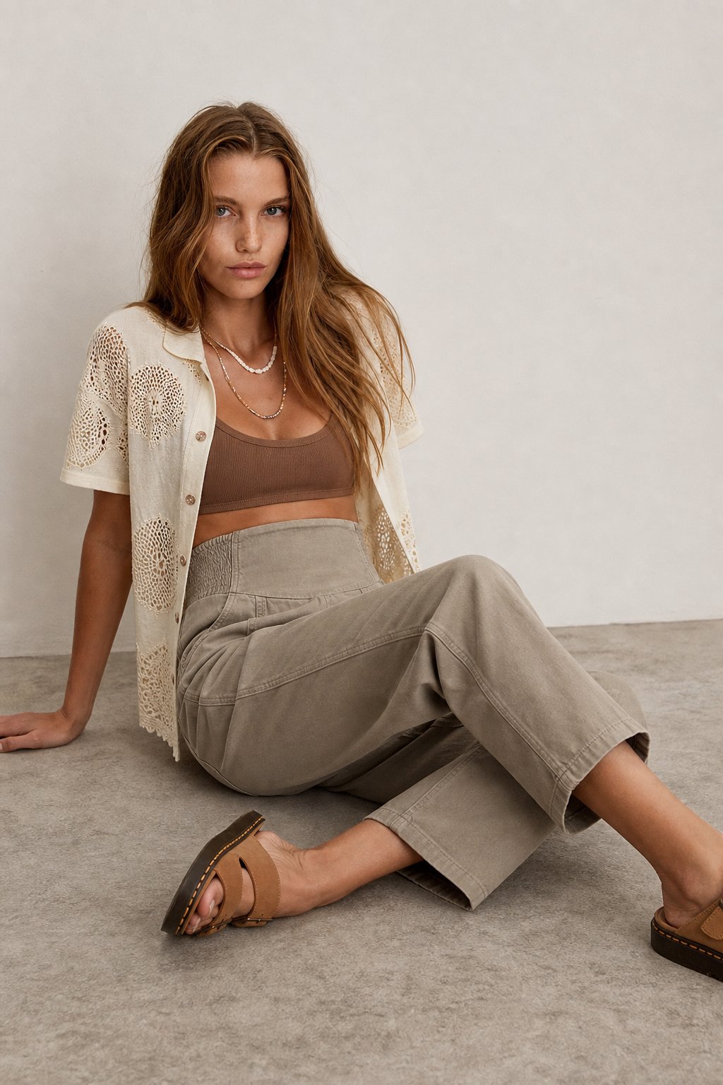 Weekender Wide Leg Pants - Sculpted Denim Trousers with Stretch Waistband 4