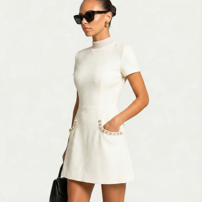 Women’s Mini Dress with Pearl Trim and Pocket Detailing 5