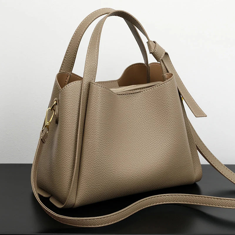 Pebbled vegan leather tote handbag
