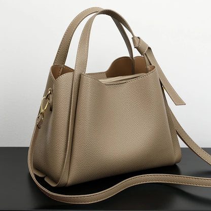 Pebbled vegan leather tote handbag
