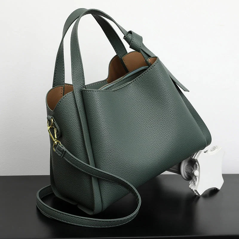 Pebbled vegan leather tote handbag