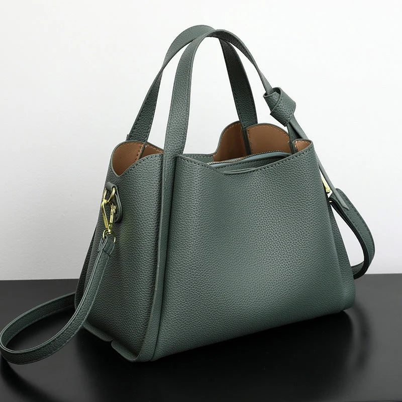 Pebbled vegan leather tote handbag
