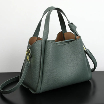 Pebbled vegan leather tote handbag