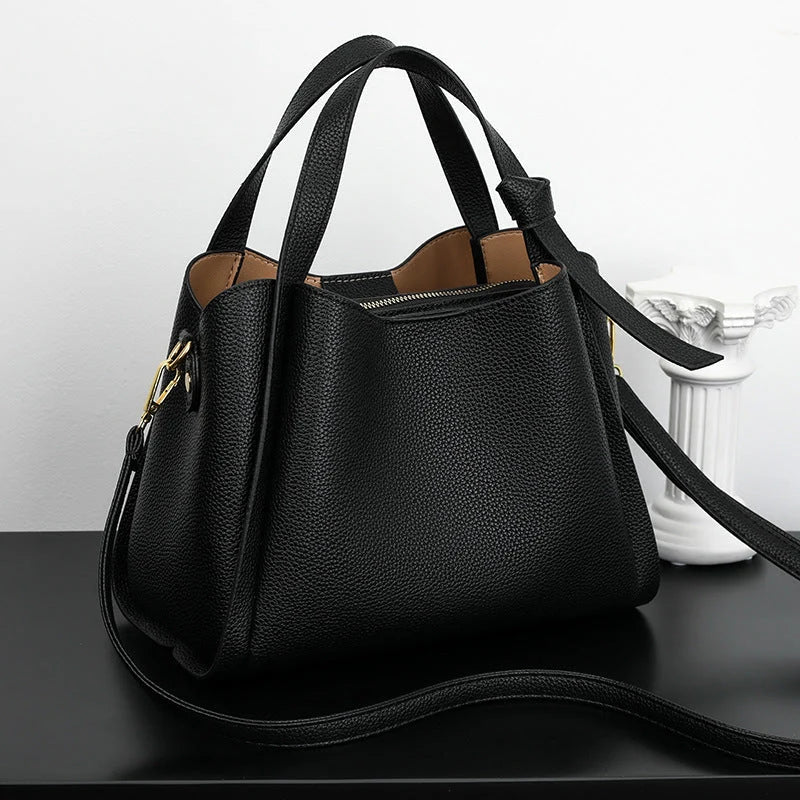 Pebbled vegan leather tote handbag